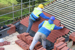 Roofers working