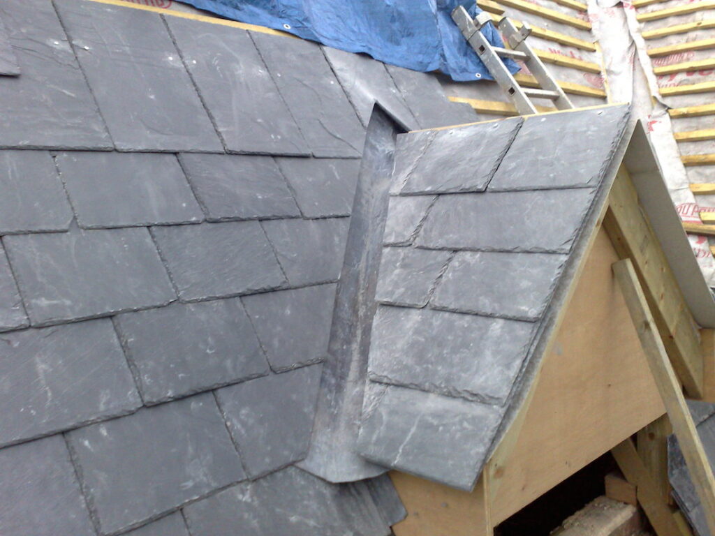 Traditional slate roof lead valley