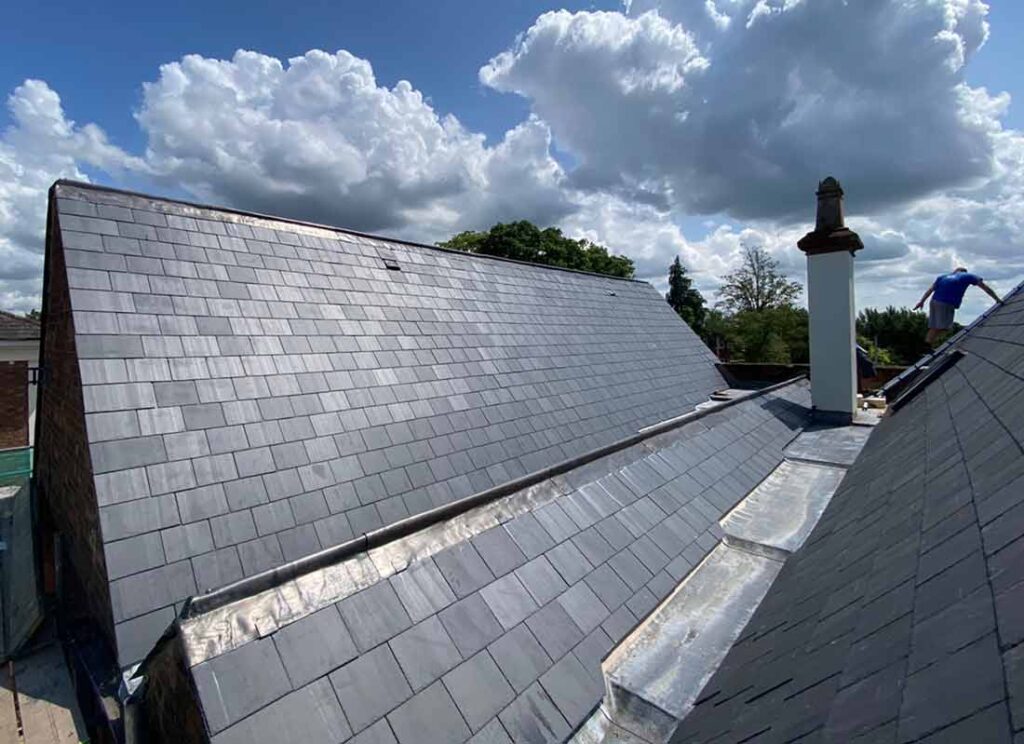 Slate Roof Leamington Spa with Leadwork Gullys