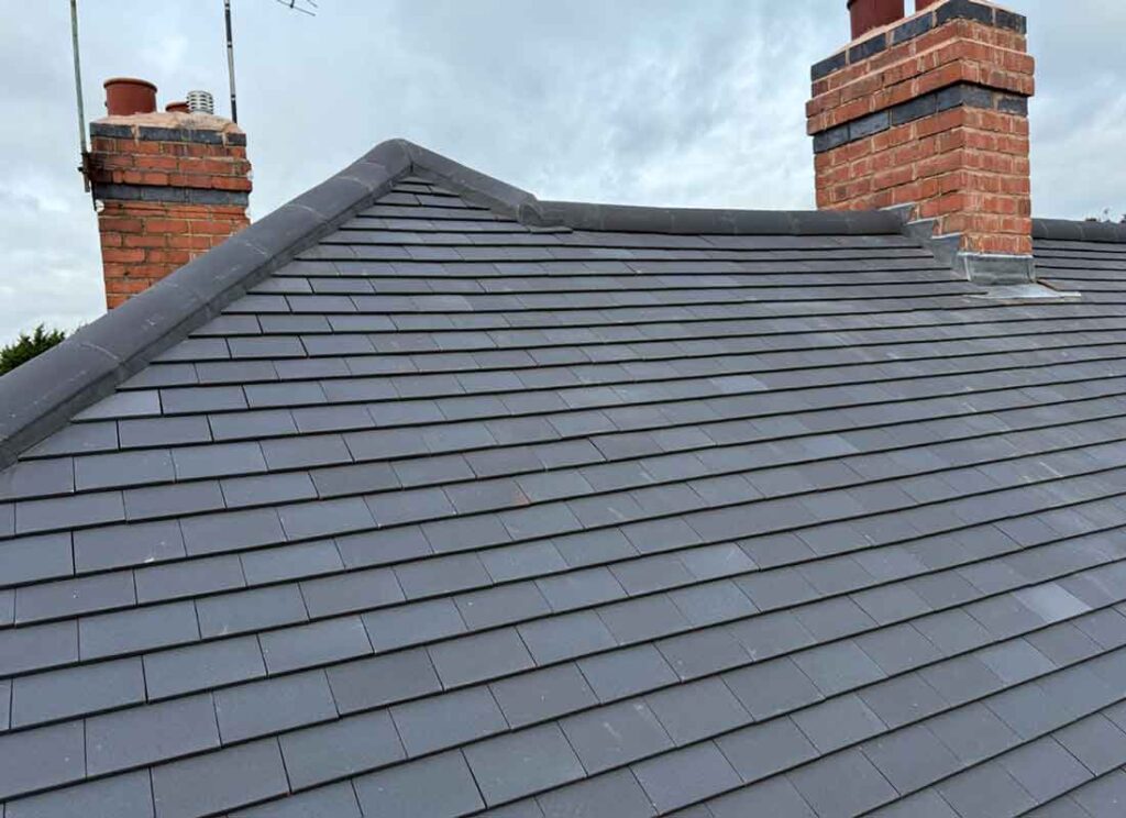 Tiled roof grey clay tiles