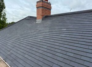 Tiled roof grey clay tiles